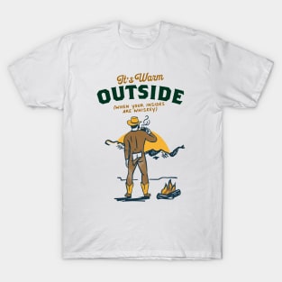 Funny Retro Yellowstone Cowboy Drinking Whiskey T-Shirt